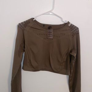 Gym shark crop dry workout long sleeve shirt